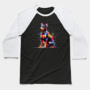 Energetic Manchester Terrier in Vivid Splash Art Baseball T-Shirt